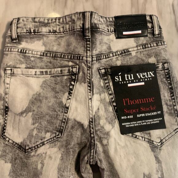 Si Tu Veux Superstack Grey Wash Mens Jeans Size 30 - Picture 9 of 11